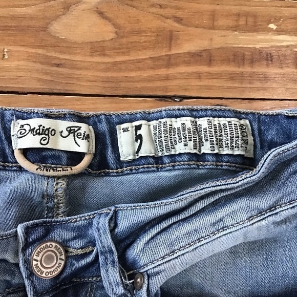 INDIGO Rein colored jeans size 5 artist boho skinny stretchy denim faded blue - Picture 4 of 11